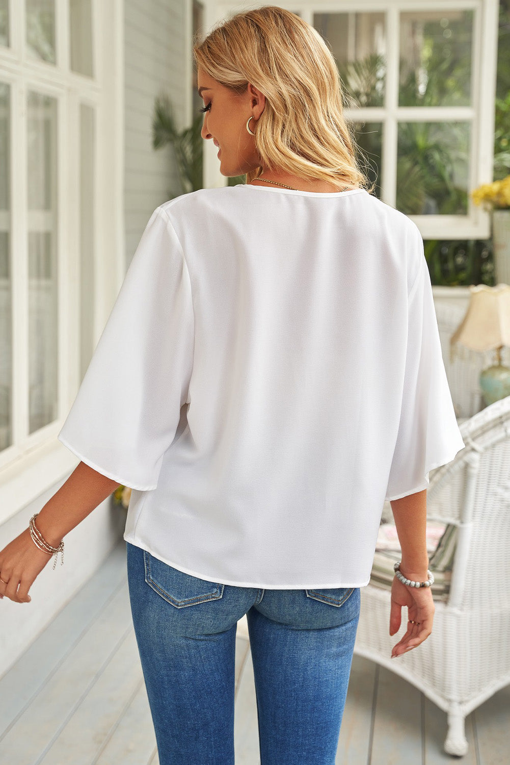 Short Sleeve Draped Blouse - Absolute Fashion 2020