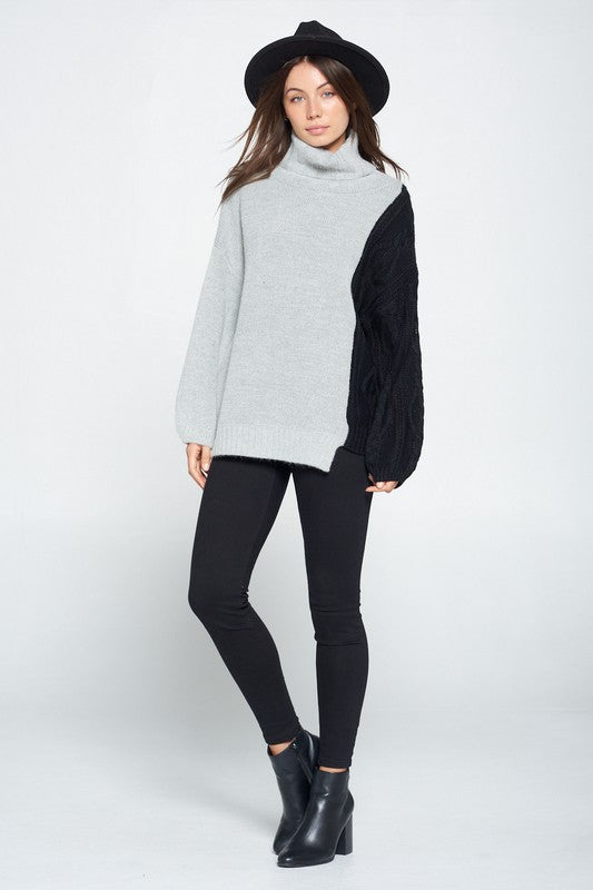 Asymmetrical Color Block Sweater