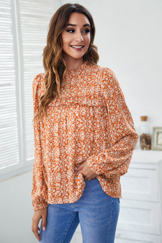 Floral Frill Trim Babydoll Blouse