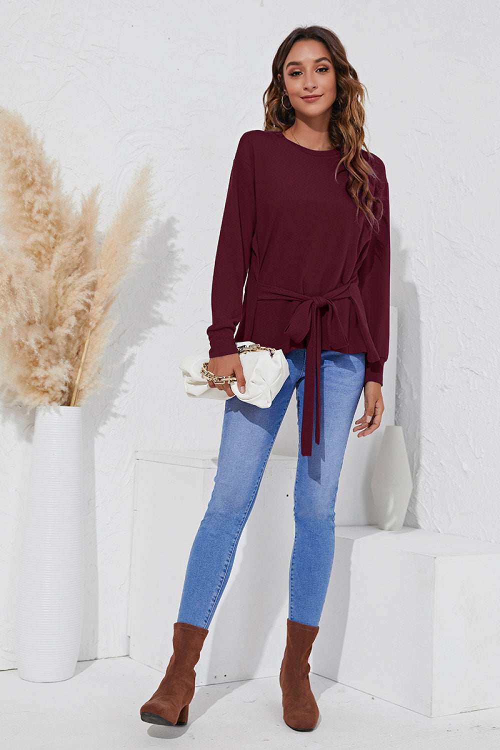 Round Neck Belted Top - Absolute Fashion 2020