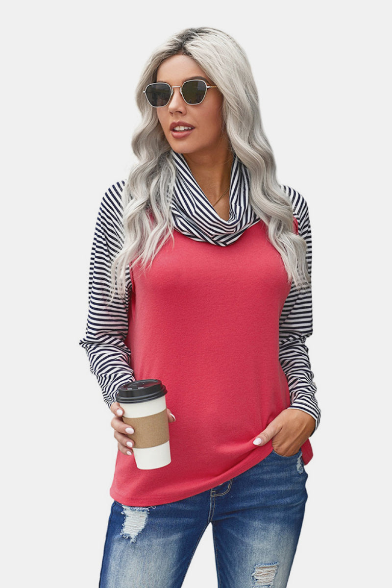 Contrast Striped Turtle Neck Tee - Absolute Fashion 2020