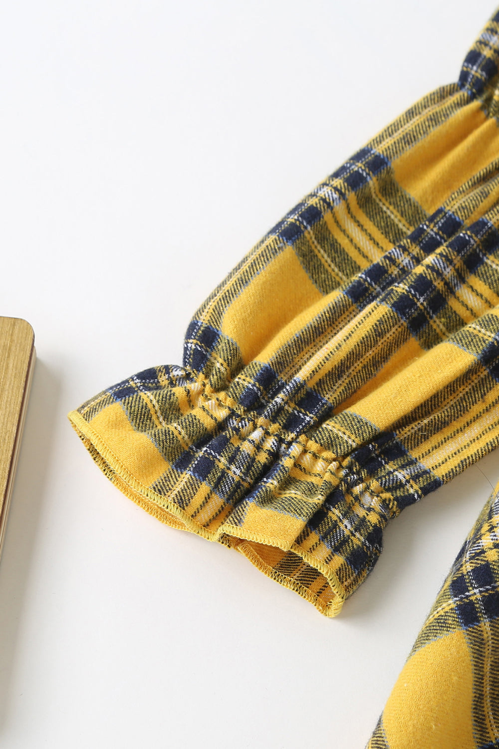 Girls Ruffle Sleeves Plaid Dress