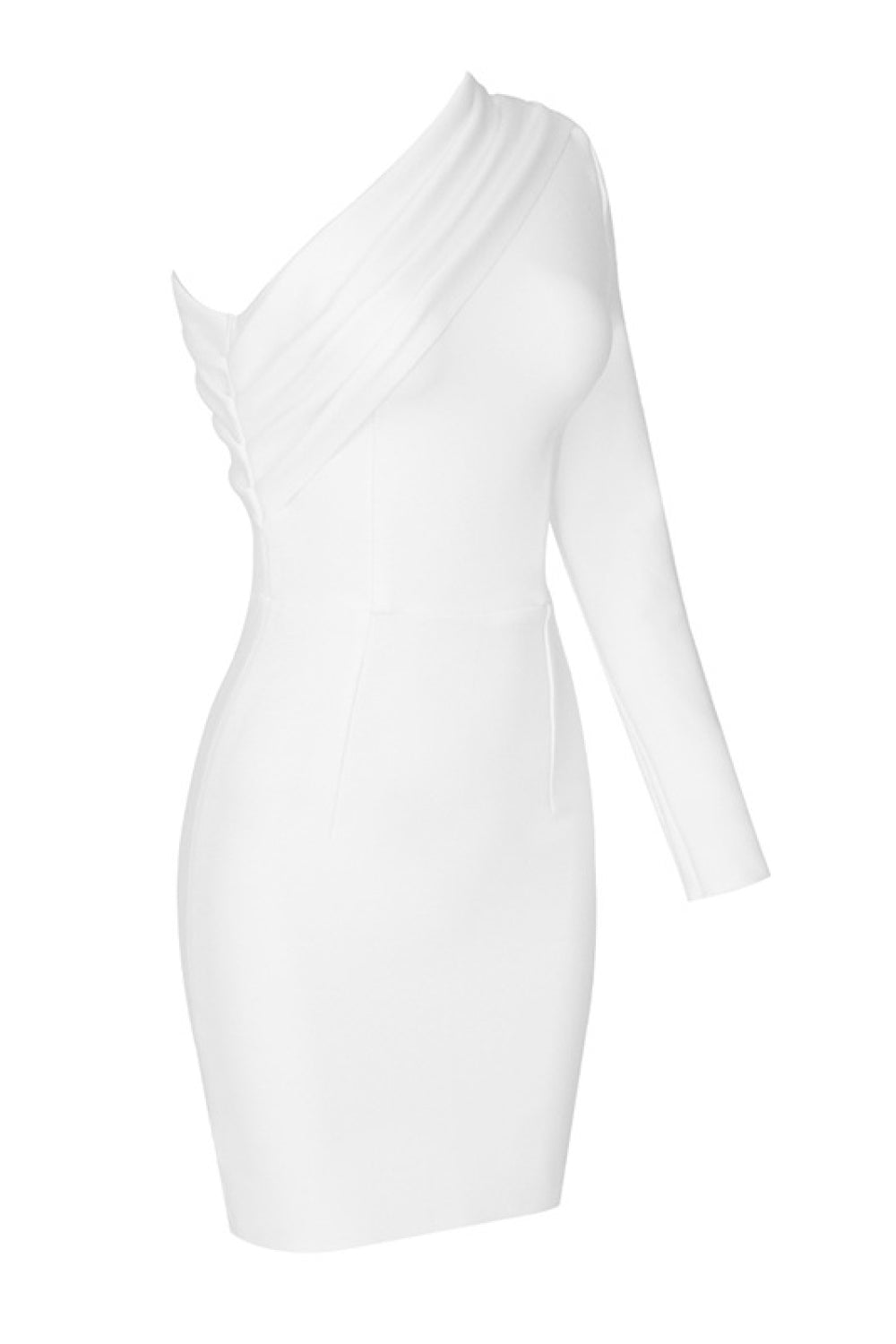 Asymmetrical Neck One Sleeve Bodycon Dress