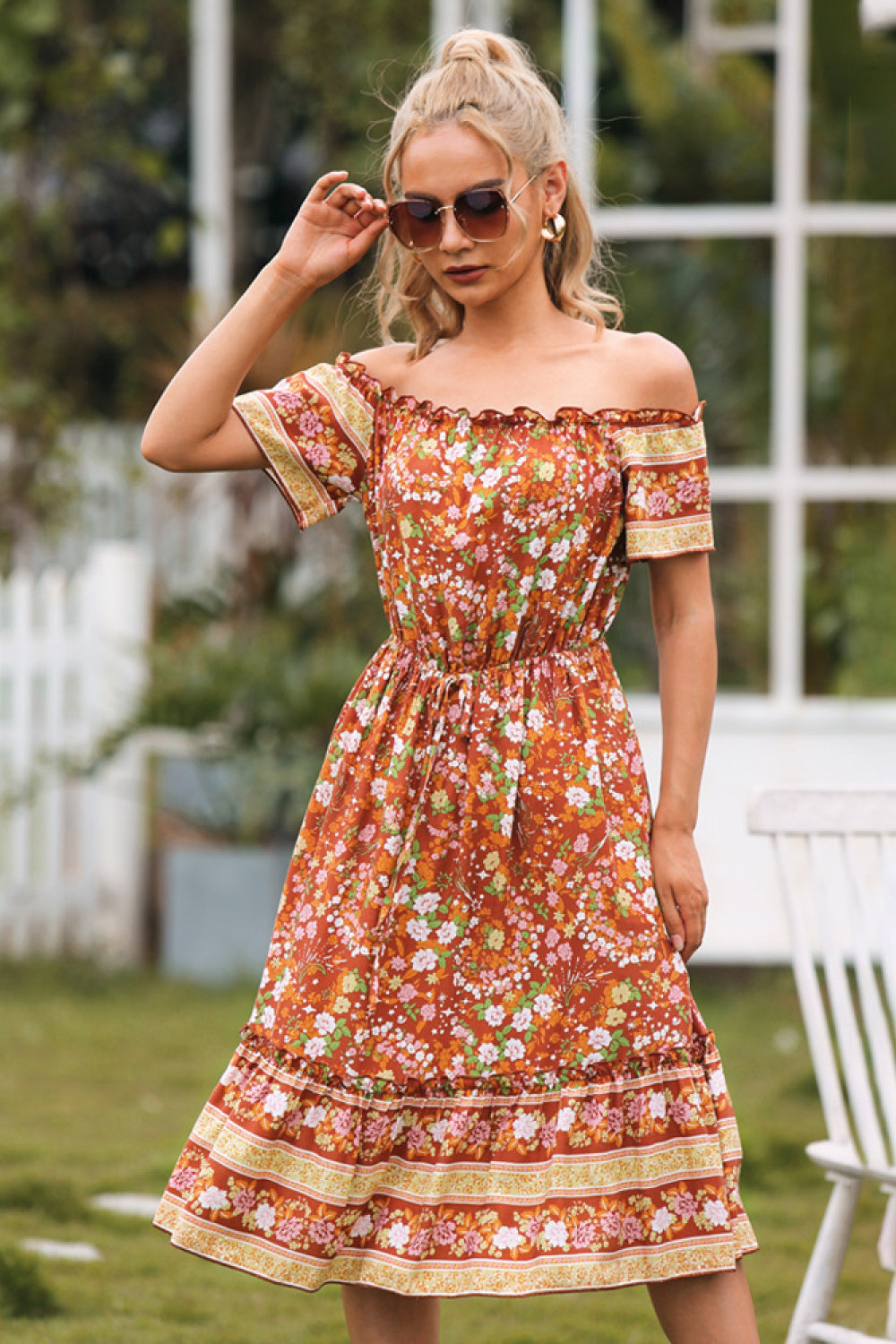 Bohemian Strapless Floral Dress