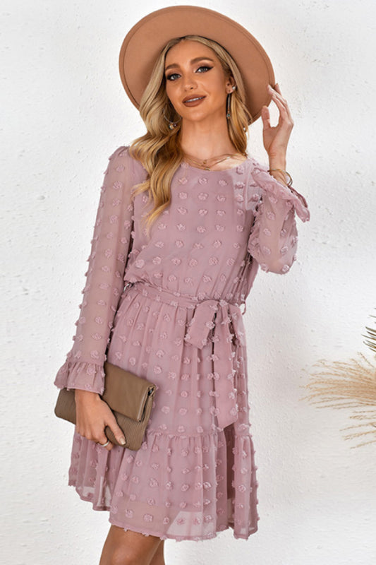 Swiss Dot Ruffle Hem Smock Dress - Absolute Fashion 2020