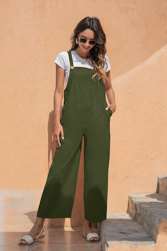 Dual Button Wide Leg Jumpsuit - Absolute Fashion 2020