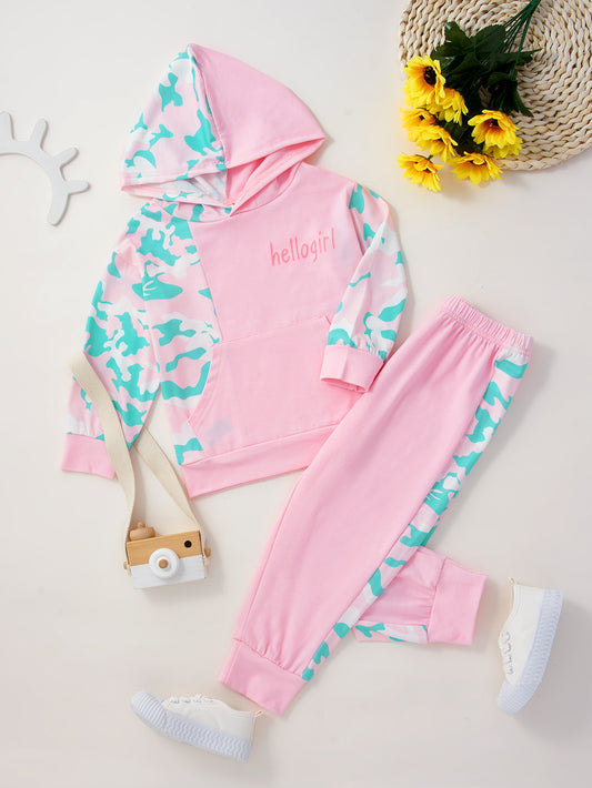 Girls Camouflage Hoodie and Pants Set