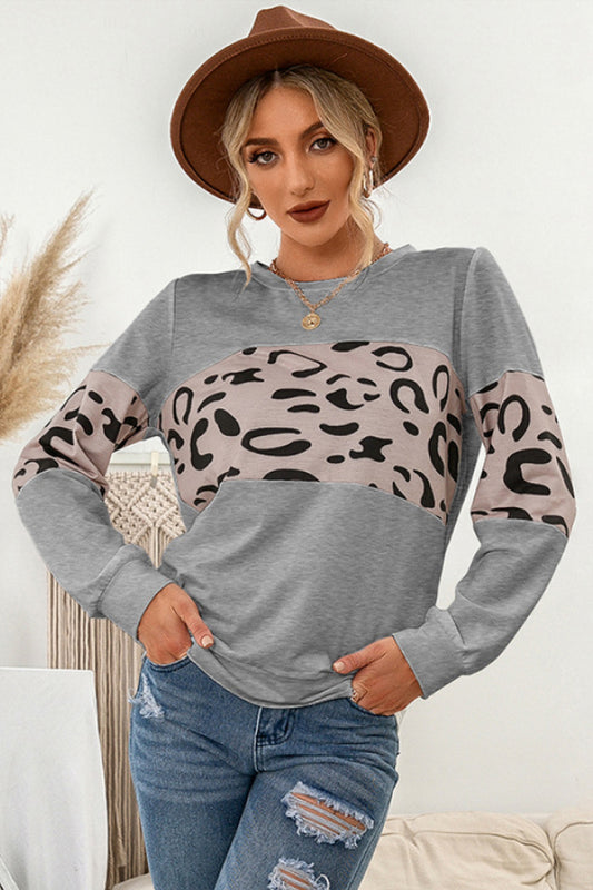 Contrast Leopard Crewneck Sweatshirt - Absolute Fashion 2020