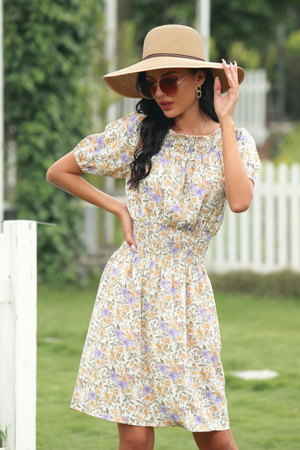 Floral Print Off-shoulder Dress