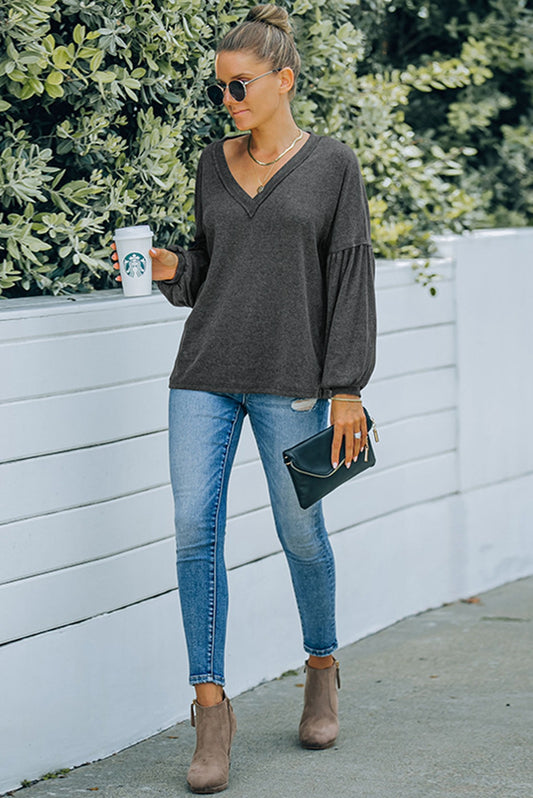 Bell Sleeve V-Neck Top