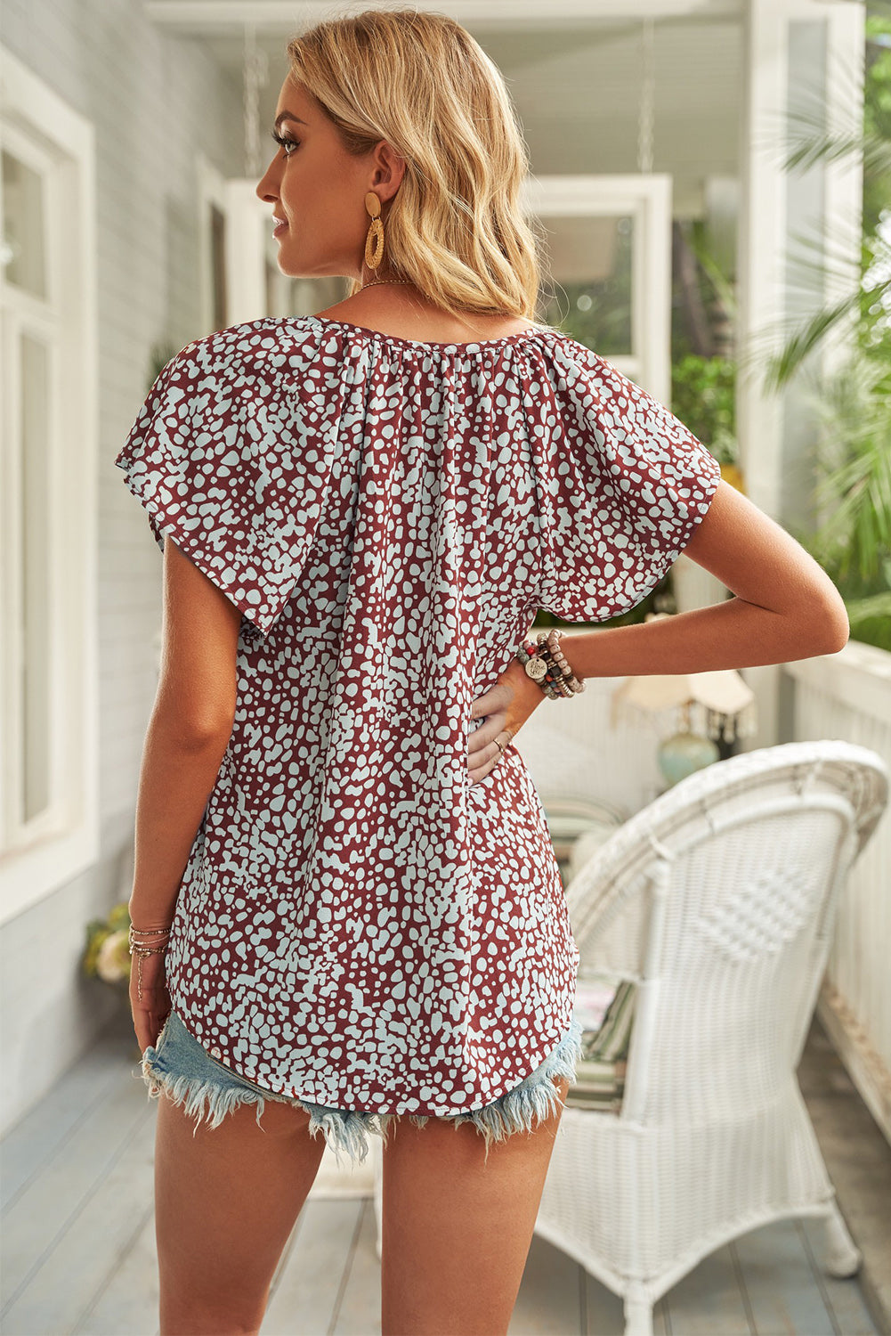 Fashion Print V-neck Fantasy Fluttering Blouse - Absolute Fashion 2020