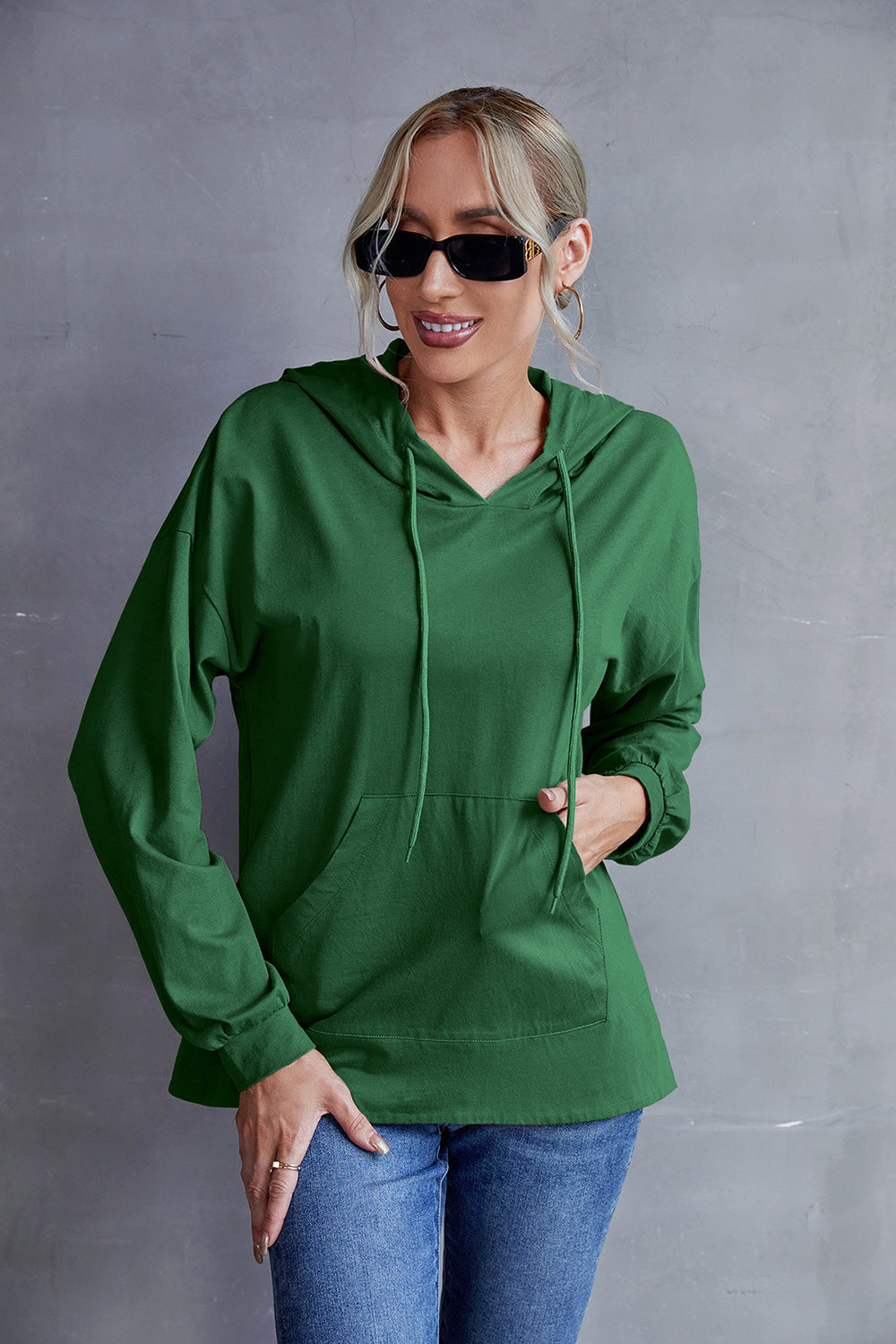 Drawstring Kangaroo Pocket Hoodie
