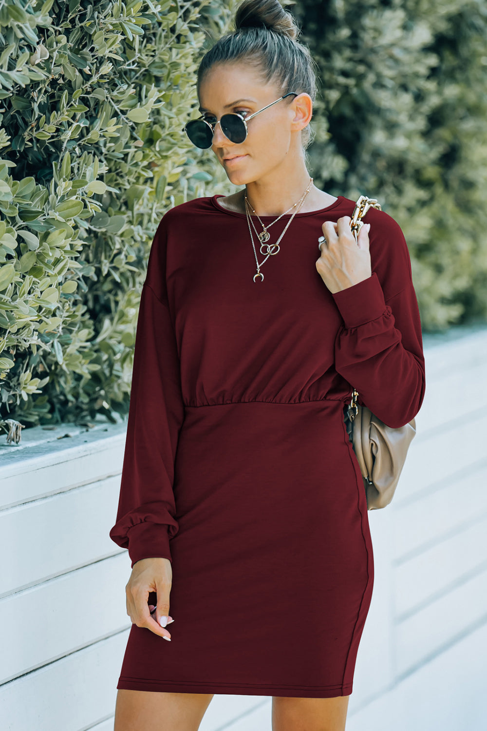 Drop Shoulder Pencil Hem Dress - Absolute Fashion 2020