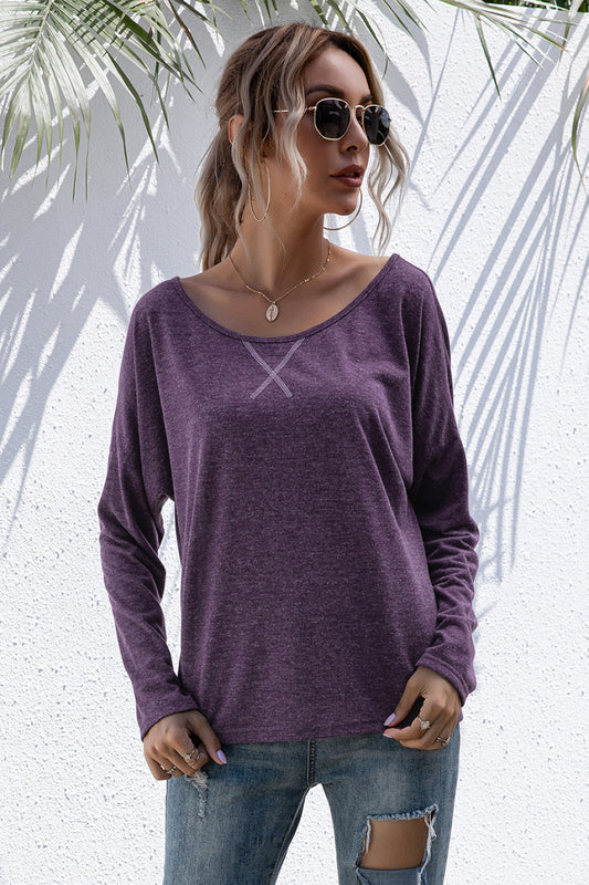 Batwing Sleeve Boat Neck Top - Absolute Fashion 2020