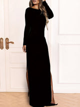 Split Backless Long Sleeve Dress