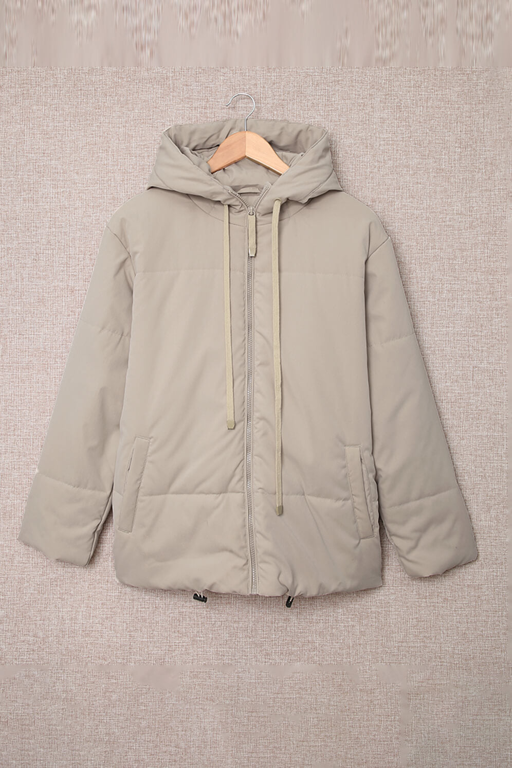 Drawstring Hem Hooded Jacket with Pockets