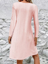 Eyelet V-Neck Long Sleeve Mini Dress - Absolute fashion 2020