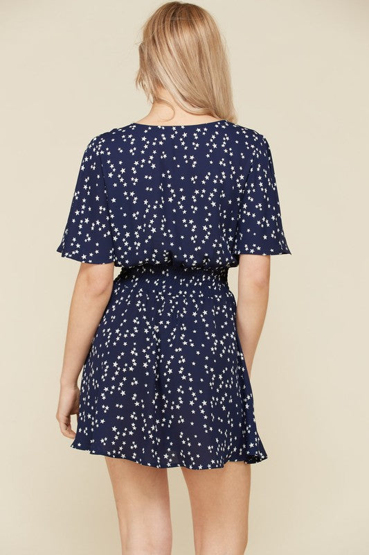 Flutter Sleeve Star Printed Dress - Absolute Fashion 2020