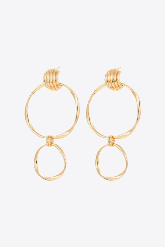 Double Hoop Zinc Alloy Drop Earrings