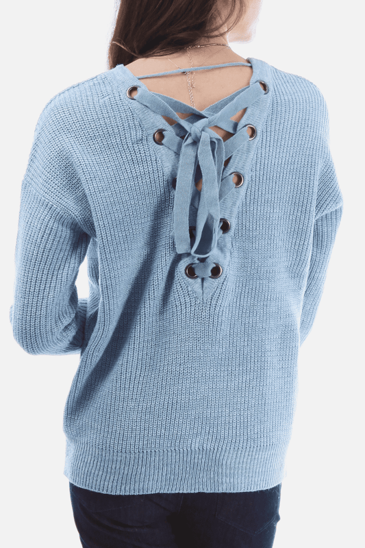 Sweater with Lace Up Back