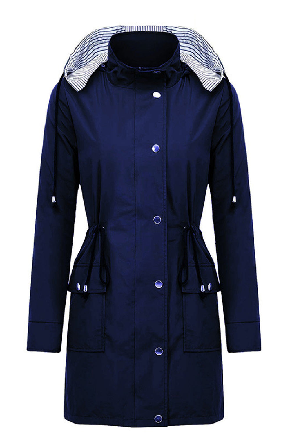 Drawstring Waist Flap Pocket Raincoat - Absolute Fashion 2020