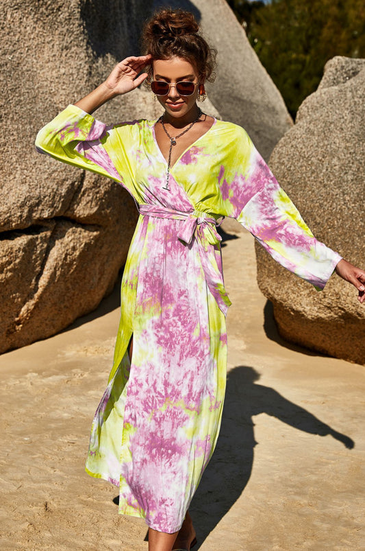 Tie Dye Wrap Maxi Dress - Absolute Fashion 2020