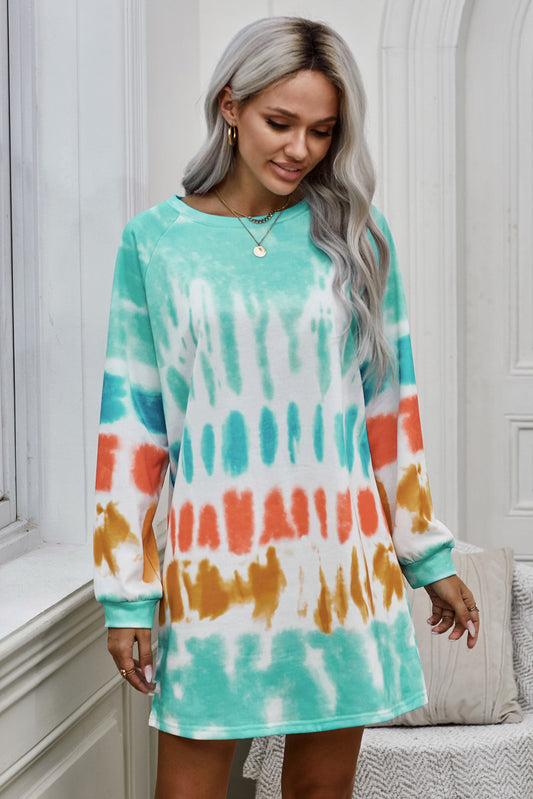 Tie Dye Long Sleeve Sweatshirt Dress - Absolute Fashion 2020