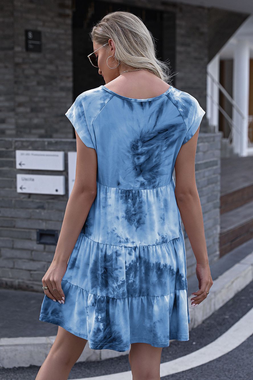 Tie-Dye Ruffle Hem Dress - Absolute Fashion 2020