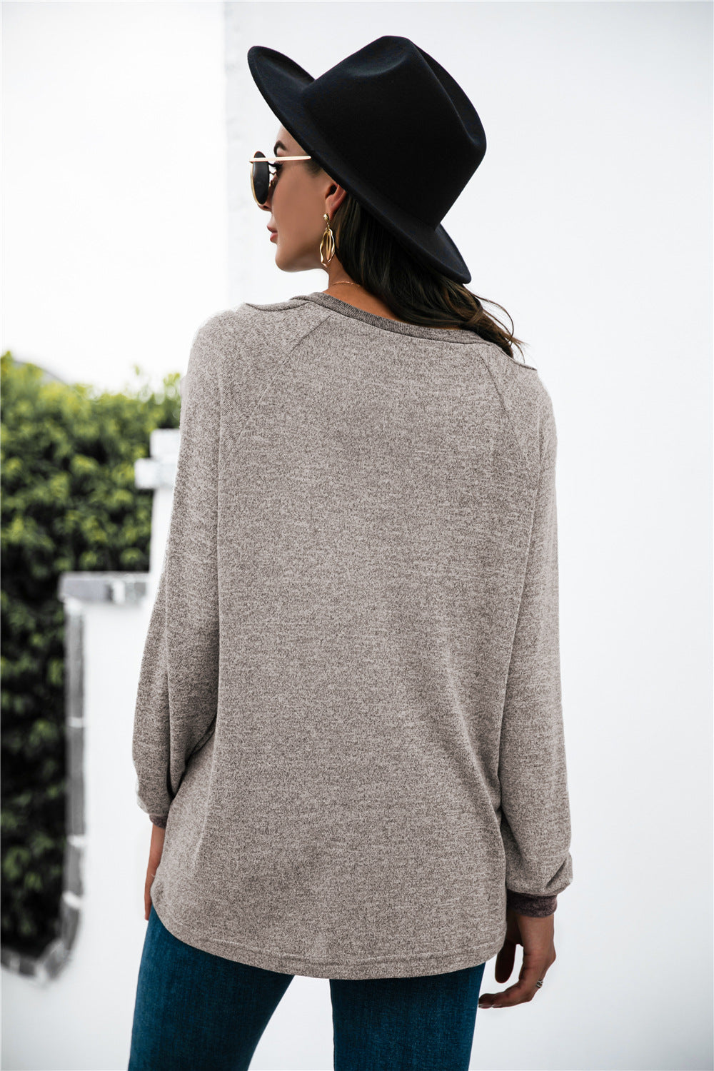 Two-tone Patch Button up Knit Top - Absolute Fashion 2020