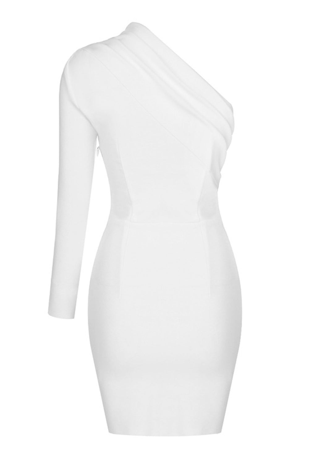 Asymmetrical Neck One Sleeve Bodycon Dress