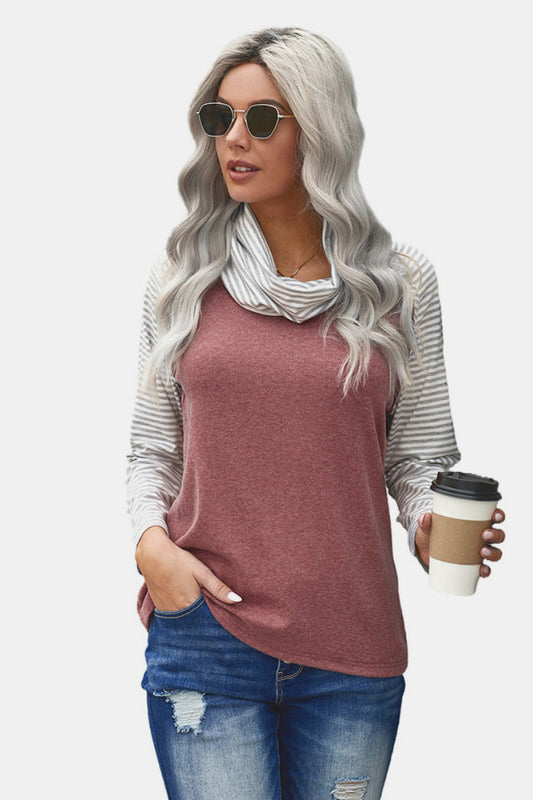Contrast Striped Turtle Neck Tee - Absolute Fashion 2020