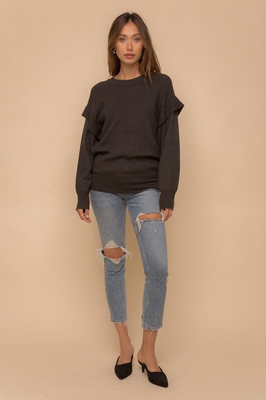 Band Detail Armhole Dolman Sweater