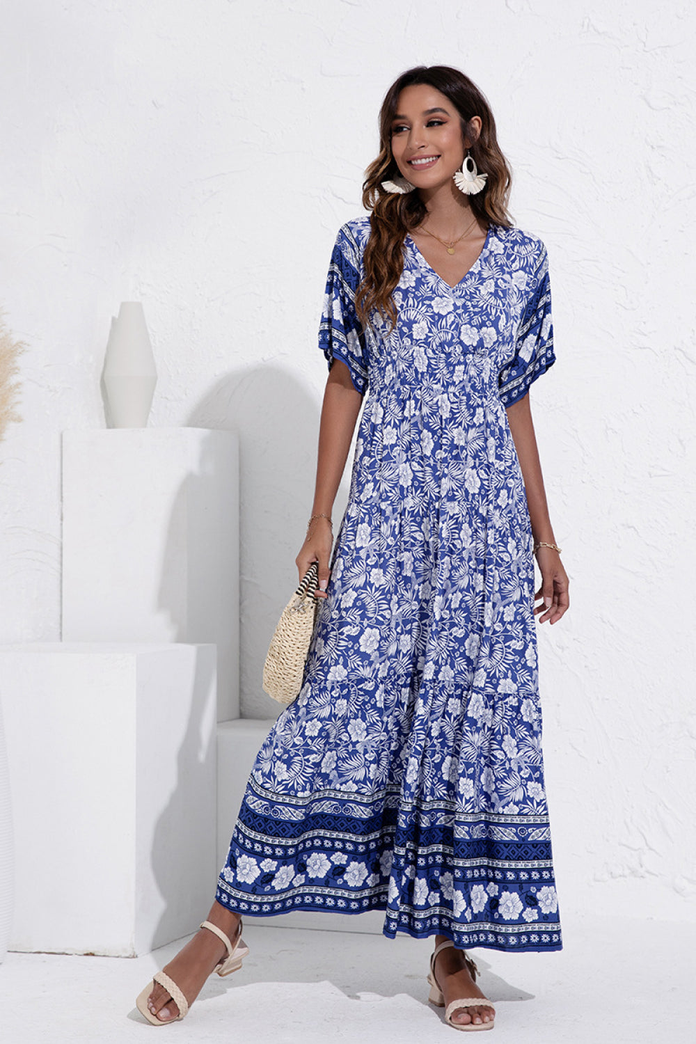 Bohemian Print V-Neck Swing Dress - Absolute Fashion 2020