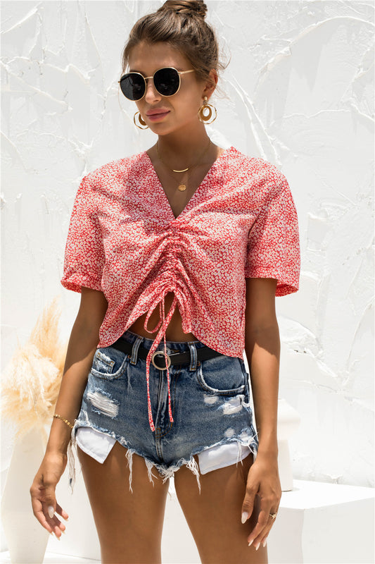 Ditsy Floral Drawstring Tee - Absolute Fashion 2020