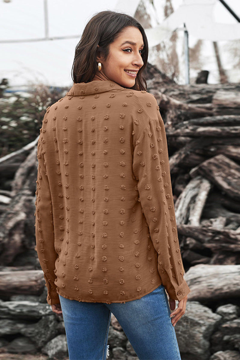 Swiss Dot Buttoned Chiffon Top - Absolute Fashion 2020