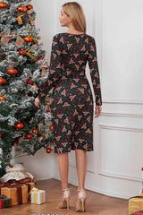 Christmas Element Print Long Sleeve Dress - Absolute fashion 2020