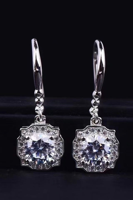 1 Carat Moissanite 925 Sterling Silver Drop Earrings