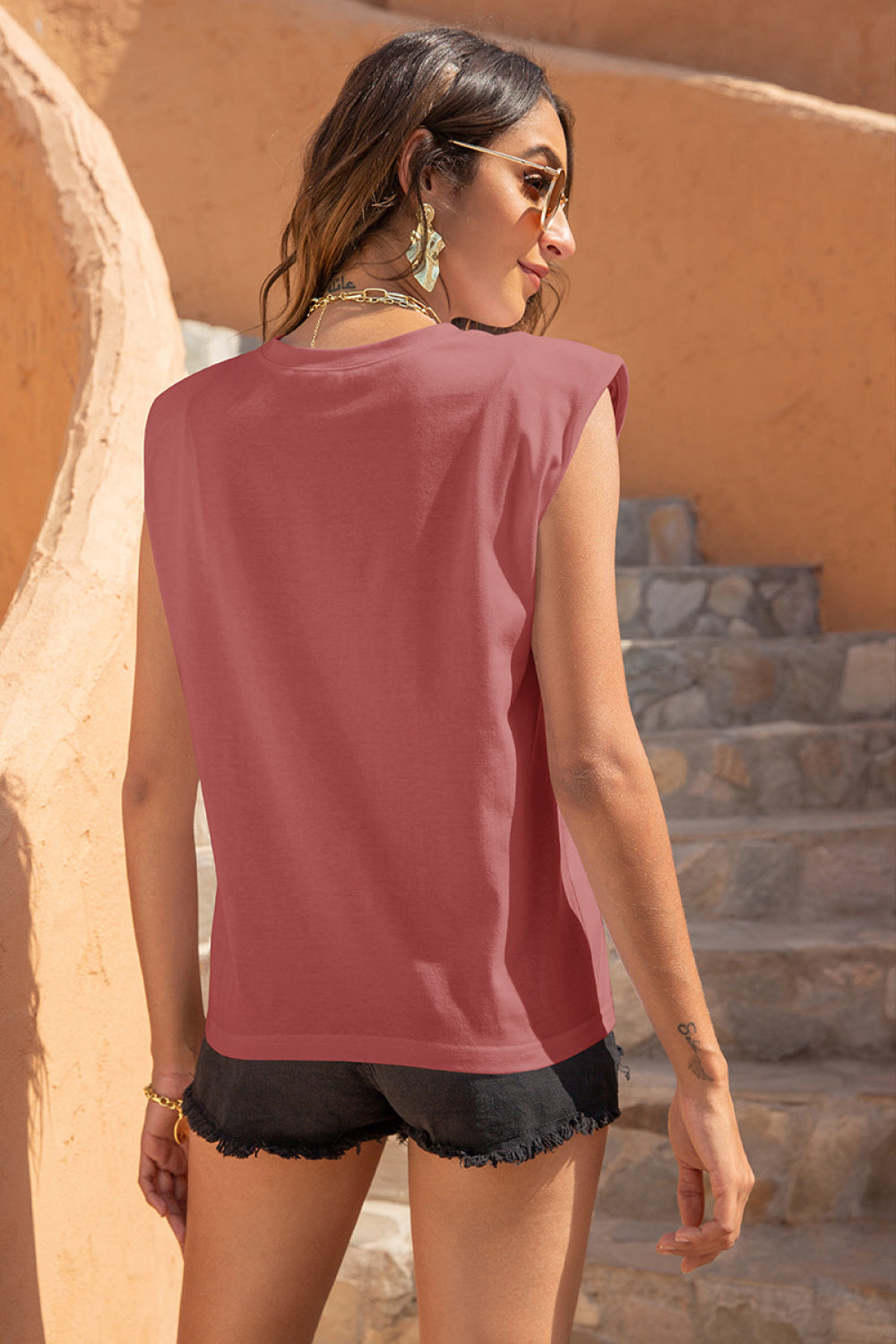 Sleeveless Padded Shoulder Top - Absolute Fashion 2020