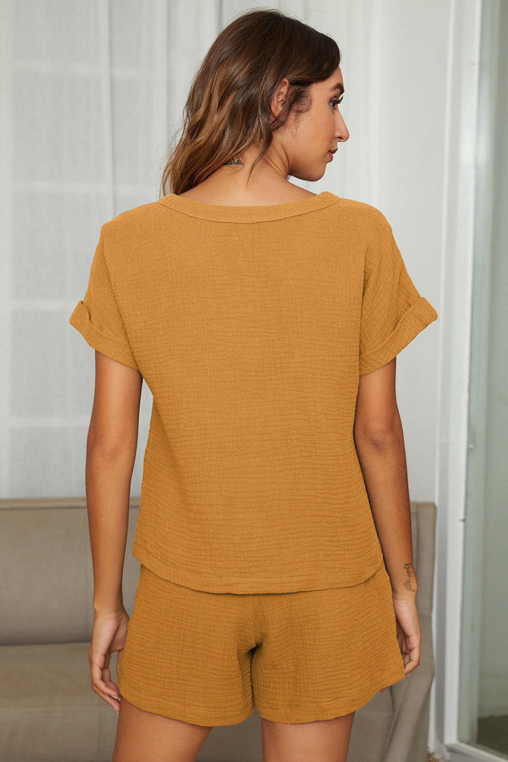 V Neck Top and Shorts Set - Absolute Fashion 2020