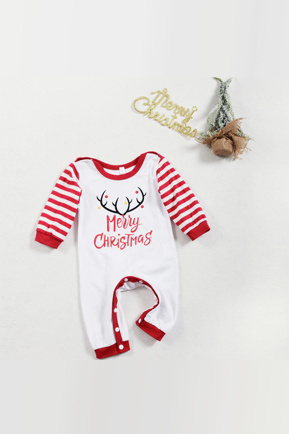 Baby Christmas Graphic Striped Jumpsuit