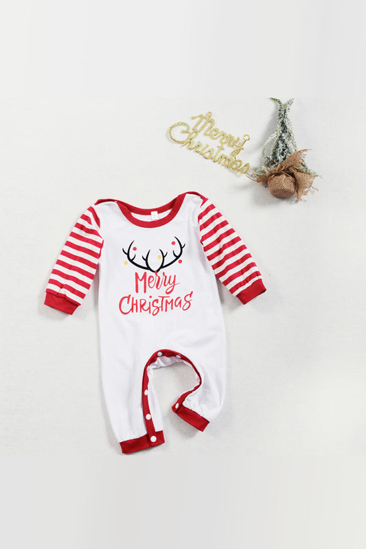 Baby Christmas Graphic Striped Jumpsuit