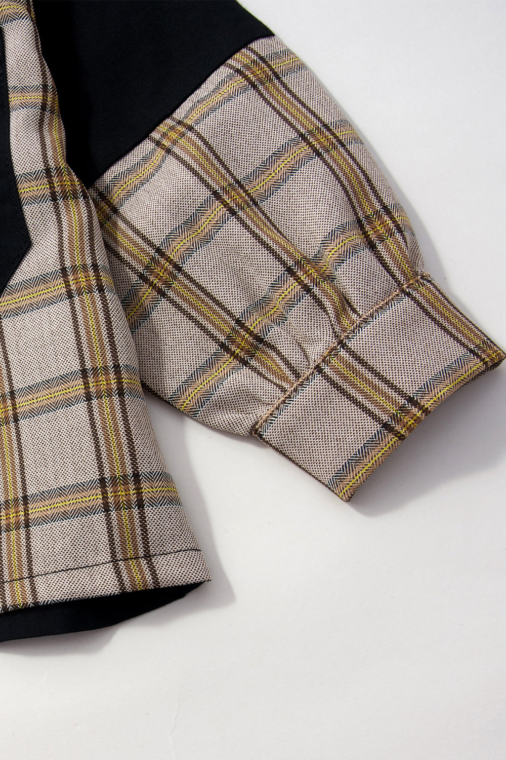 Baby Splicing Plaid Pocketed Jacket