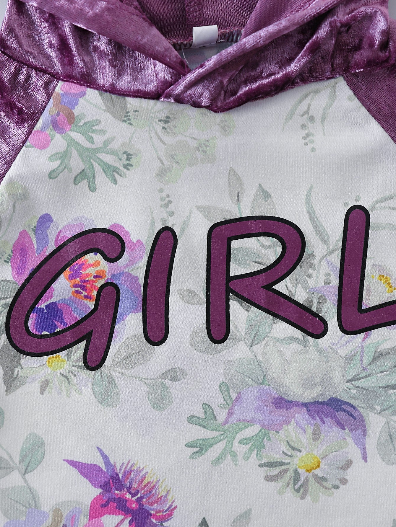 Girls Floral Hoodie and Side Stripe Pants Set