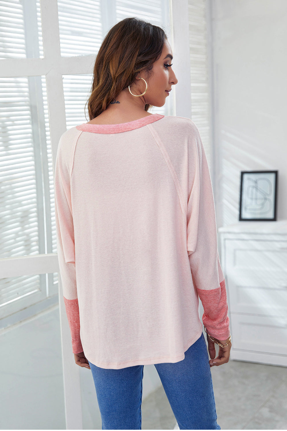 Two-Tone Dolman Sleeve Tee