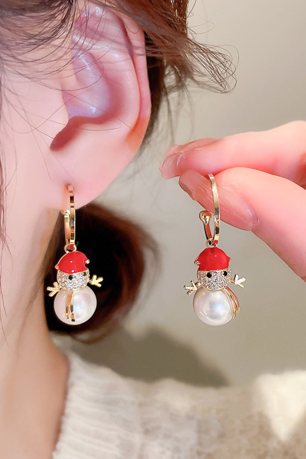 Zircon Christmas Snowman Drop Earrings