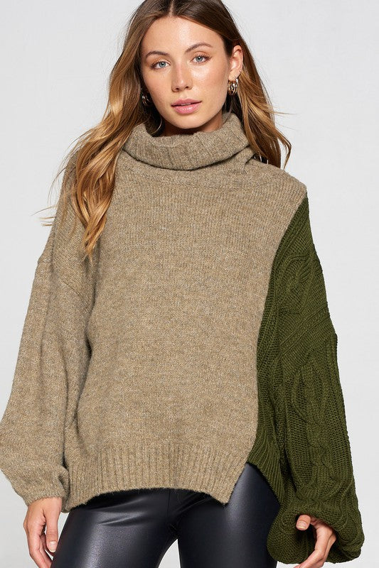 Asymmetrical Color Block Sweater