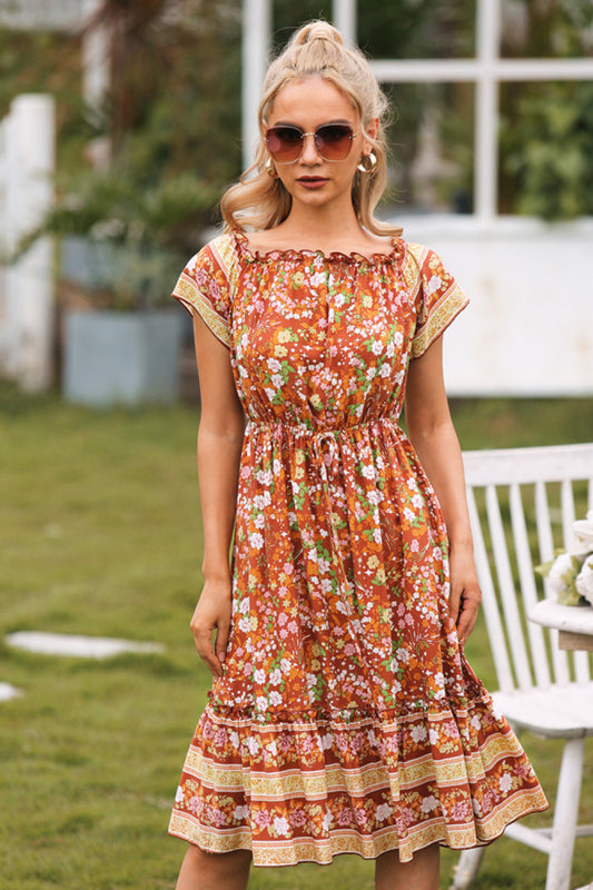 Bohemian Strapless Floral Dress