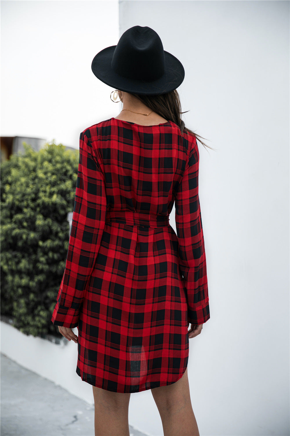 Gingham Tie Waist V Neck Dress - Absolute Fashion 2020