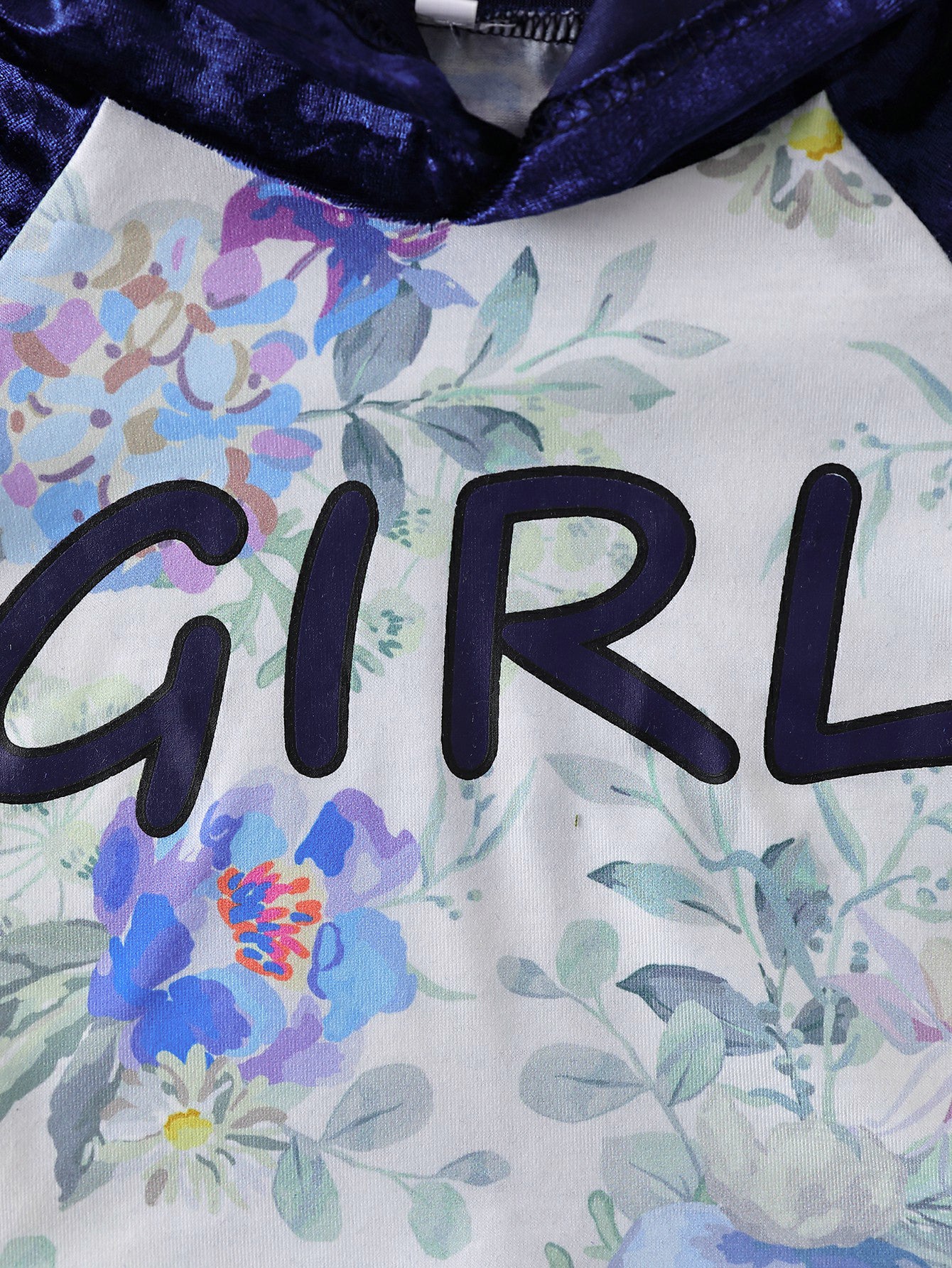 Girls Floral Hoodie and Side Stripe Pants Set