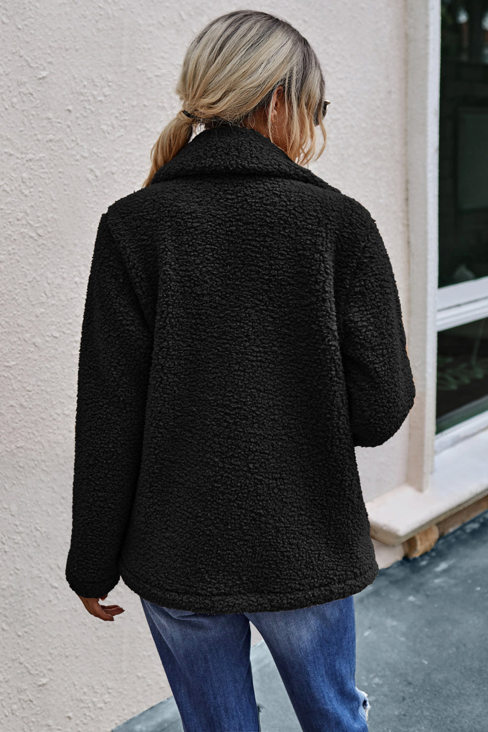 Double Button Lapel Collar Teddy Coat - Absolute Fashion 2020
